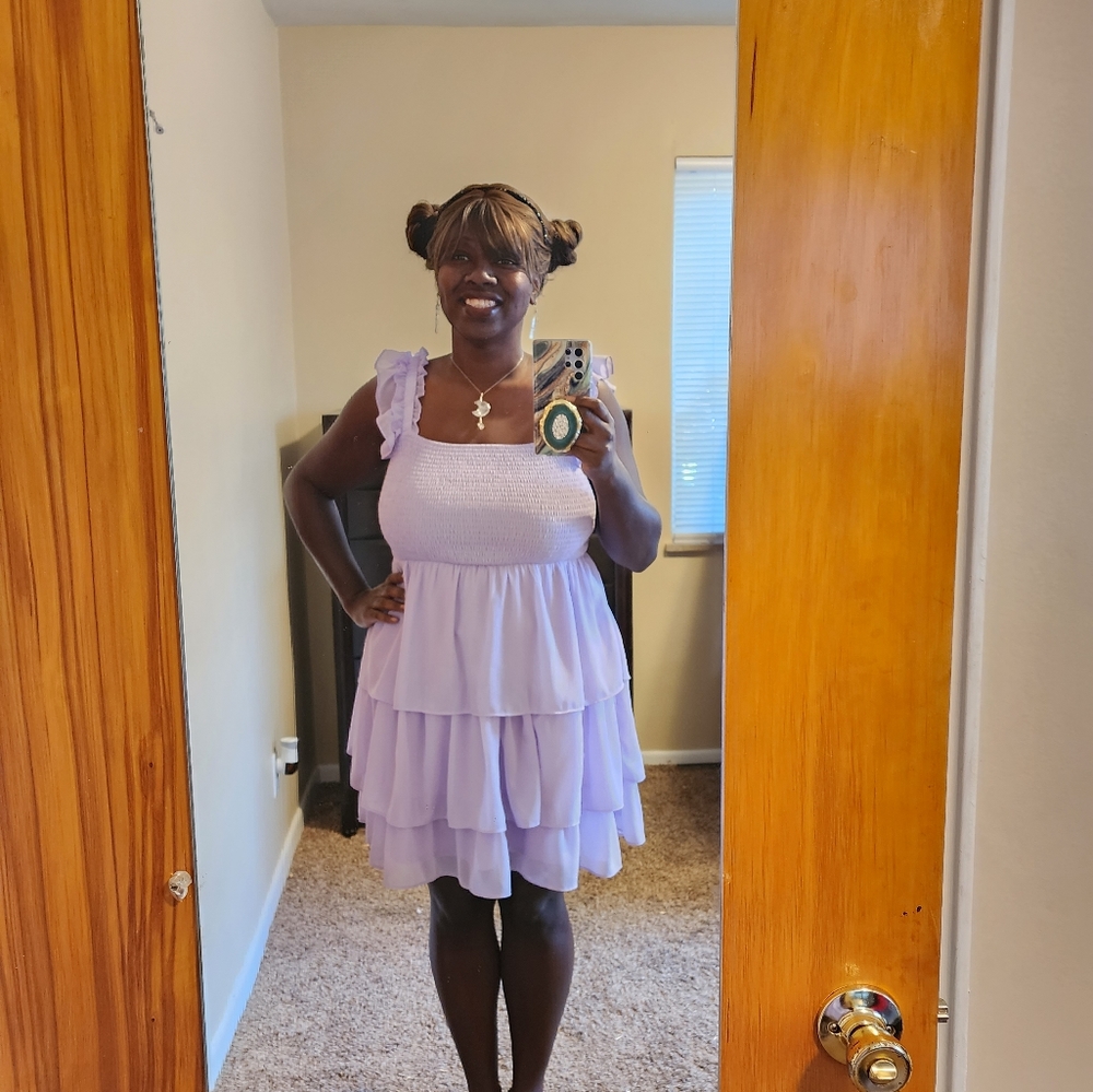 Square Neck Sleeveless Ruffle Dress - XXL Purple